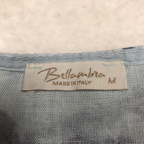 BELLAMBRA Shirt Women M Blue Shibori Print 100% Linen Made in Italy Boxy Tunic - Picture 8 of 11